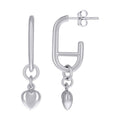925 Sterling Silver Womens Heart Danglers Earrings