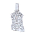 925 Sterling Silver Mens Baguette Round 1.51ct Moissanite Jesus Religious Charm Pendant