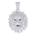 925 Sterling Silver Mens 2.72ct Moissanite With Red Cubic-Zirconia Leo/Lion Head Zodiac Sign/Wildlife Charm Pendant
