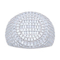 925 Sterling Silver Mens 1.65ct Baguette 2.93ct Round Moissanite Fashion Ring Size 10