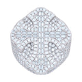 925 Sterling Silver Mens 1.32ct Baguette 4.94ct Round Moissanite Cross Religious Ring Size 10
