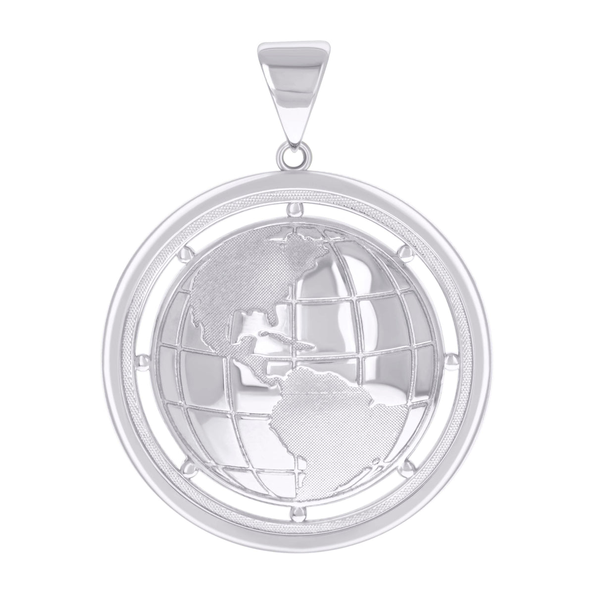 925 Sterling Silver Mens Globe Charm Pendant