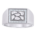925 Sterling Silver Mens Cubic-Zirconia Nugget Square Head Fashion Ring Size 12