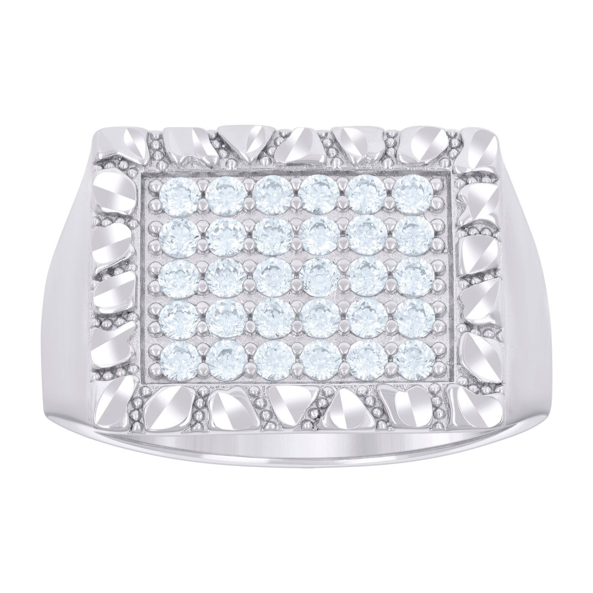 925 Sterling Silver Mens Cubic-Zirconia Square Head Fashion Ring