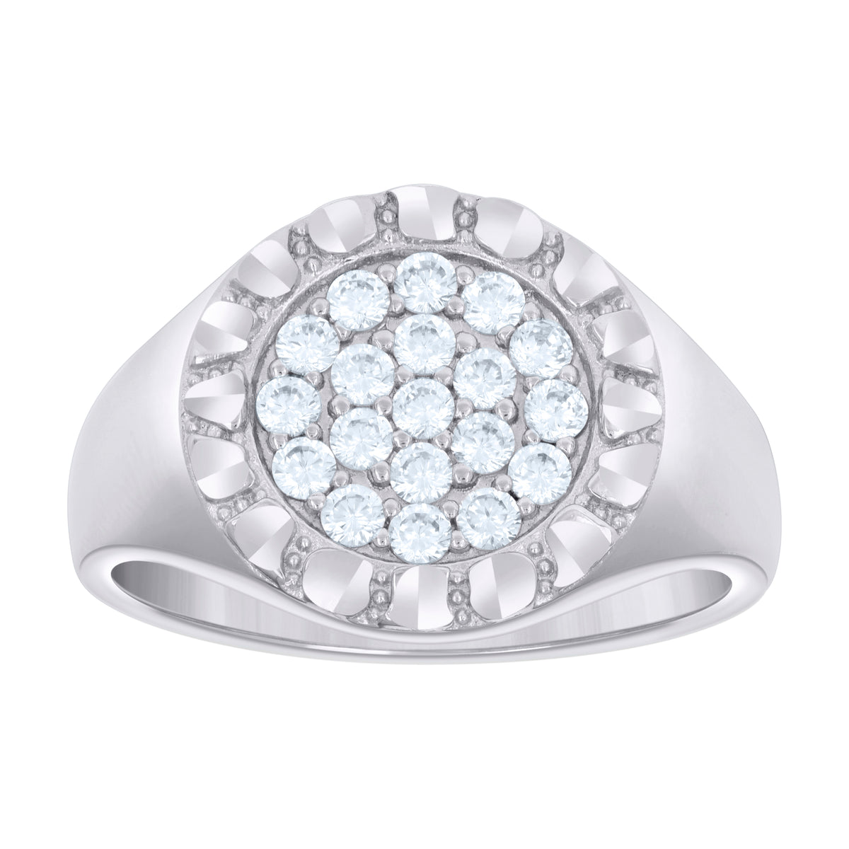 925 Sterling Silver Mens Cubic-Zirconia Fashion Ring Size 13