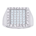 925 Sterling Silver Mens Cubic-Zirconia Square Head Fashion Ring Size 9