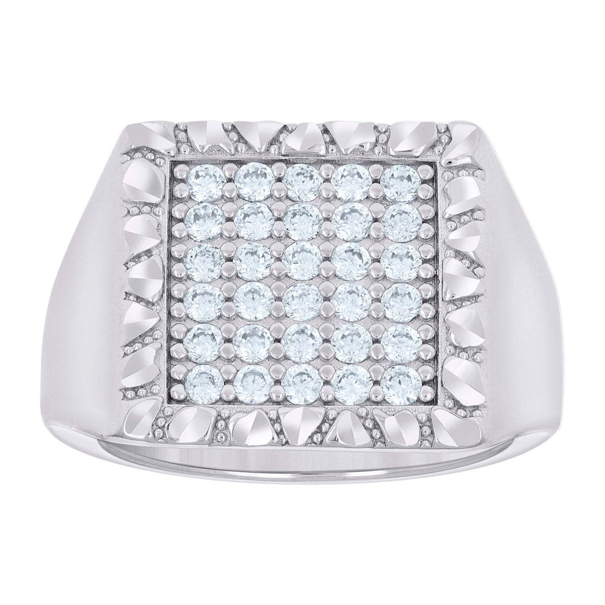 925 Sterling Silver Mens Cubic-Zirconia Square Head Fashion Ring Size 9
