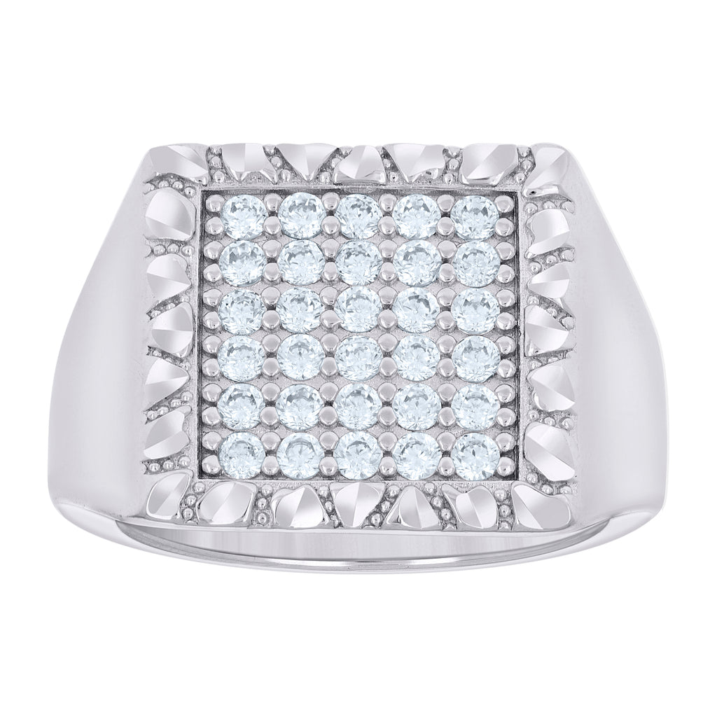 925 Sterling Silver Mens Cubic-Zirconia Square Head Fashion Ring Size 11