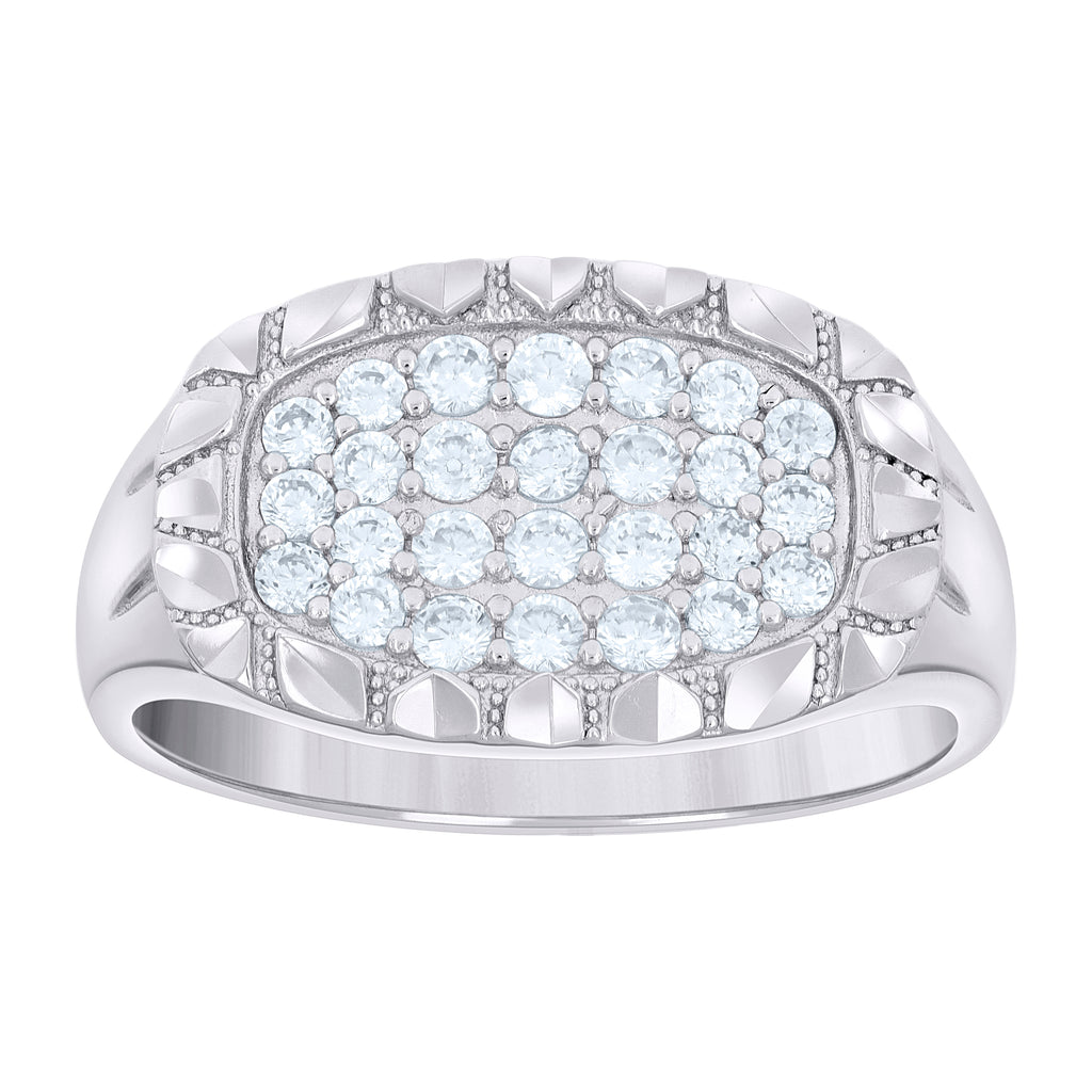 925 Sterling Silver Mens Cubic-Zirconia Oval Head Fashion Ring Size 12