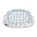 925 Sterling Silver Mens Cubic-Zirconia Oval Head Fashion Ring Size 12