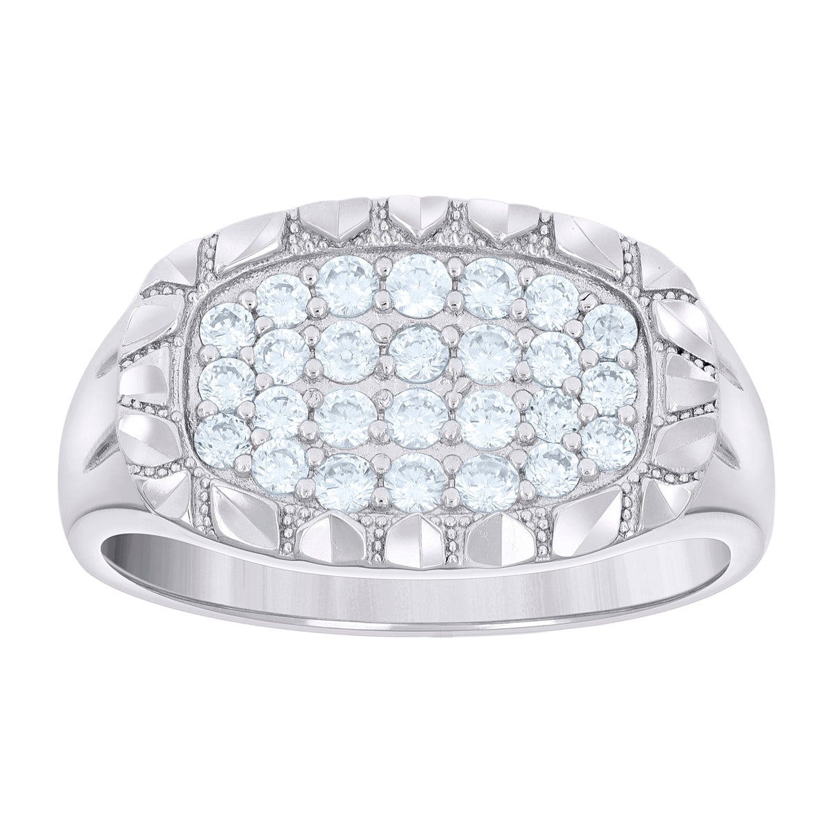 925 Sterling Silver Mens Cubic-Zirconia Oval Head Fashion Ring Size 12