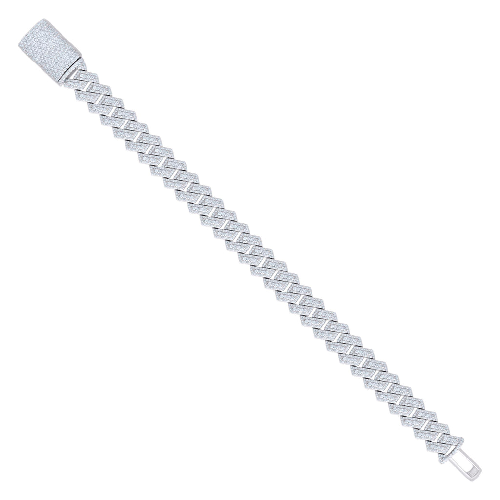 925 Sterling Silver 10.10ct Moissanite Miami Cuban Chain Bracelet 12mm 8.5 Inches