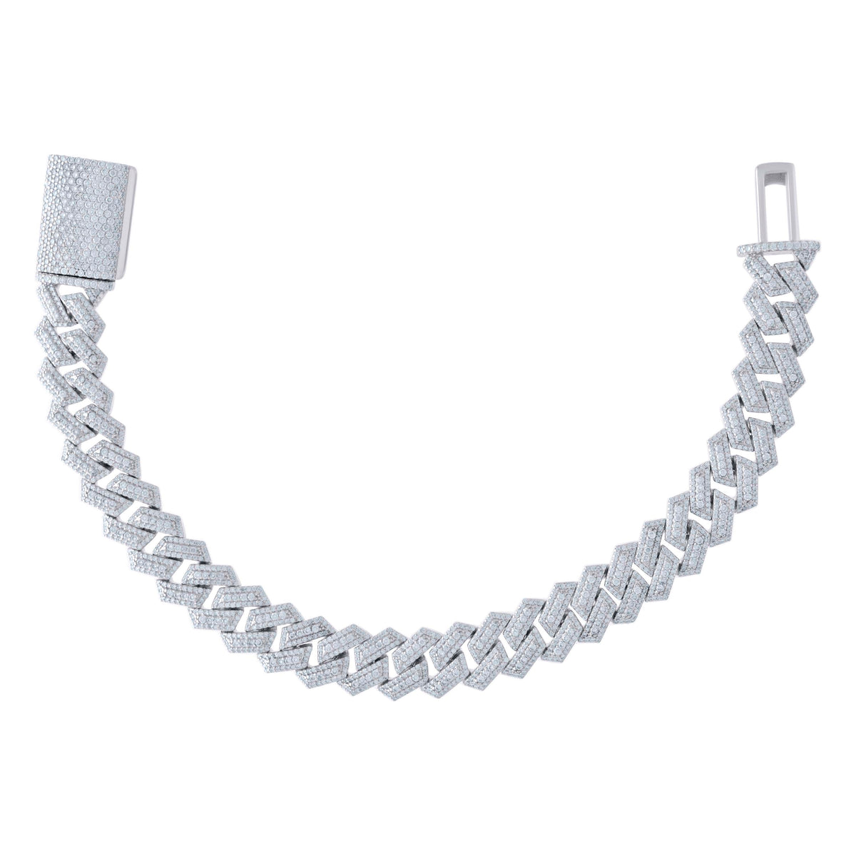 925 Sterling Silver 10.10ct Moissanite Miami Cuban Chain Bracelet 12mm 8.5 Inches