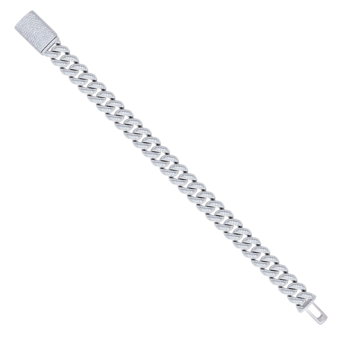 925 Sterling Silver 11.00ct Moissanite Miami Cuban Chain Bracelet 12mm 8.5 Inches
