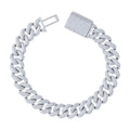 925 Sterling Silver 11.00ct Moissanite Miami Cuban Chain Bracelet 12mm 8.5 Inches
