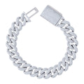 925 Sterling Silver 18.20ct Moissanite Miami Cuban Chain Bracelet 14mm 8.5 Inches
