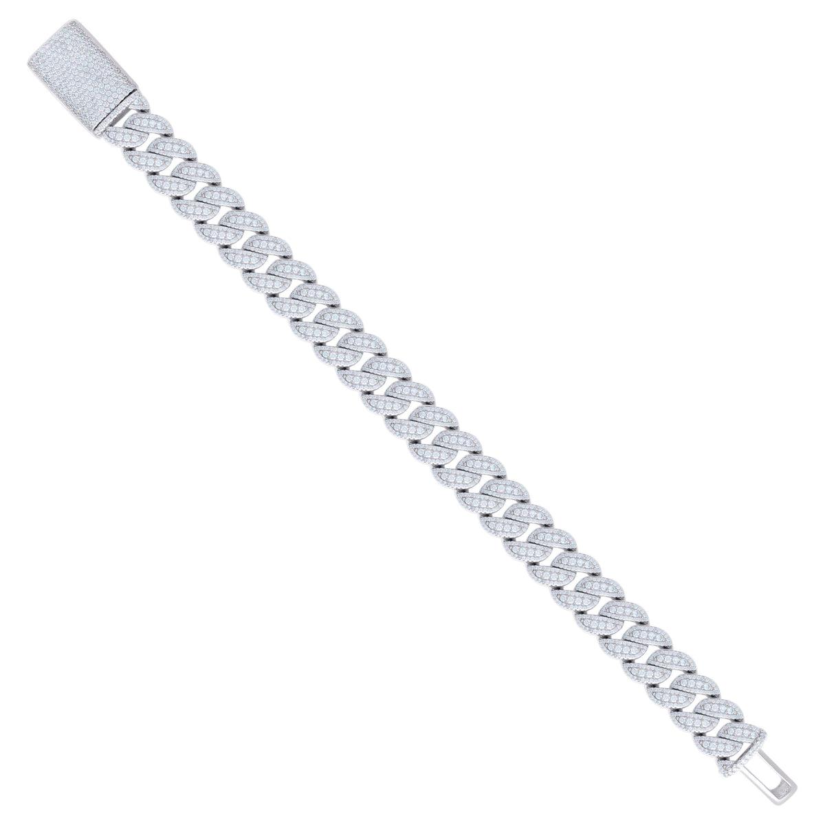 925 Sterling Silver 12.15ct Moissanite Miami Cuban Chain Bracelet 12mm 8 Inches