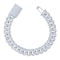 925 Sterling Silver 12.15ct Moissanite Miami Cuban Chain Bracelet 12mm 8 Inches