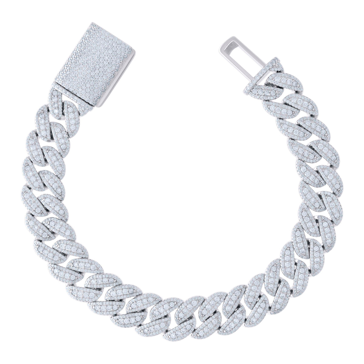 925 Sterling Silver 12.15ct Moissanite Miami Cuban Chain Bracelet 12mm 8 Inches
