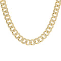 925 Sterling Silver Yellow-tone Moissanite Miami Cuban Chain 14mm
