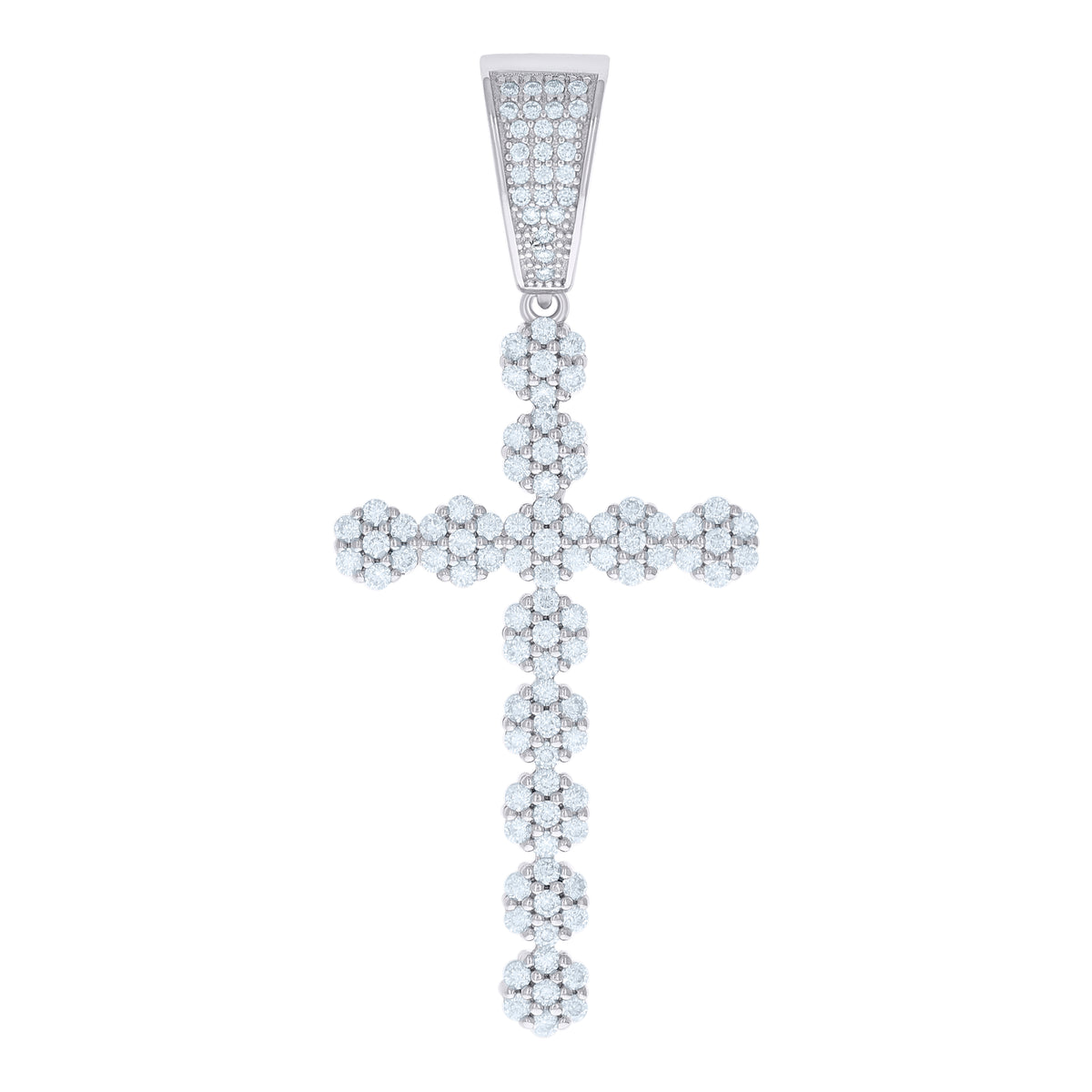925 Sterling Silver Mens 1.68ct Moissanite Cross Religious Charm Pendant