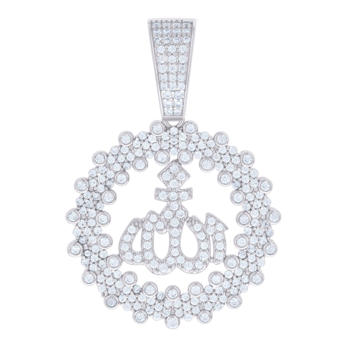 925 Sterling Silver Mens 1.88ct Moissanite ALLAH Symbol Religious Charm Pendant