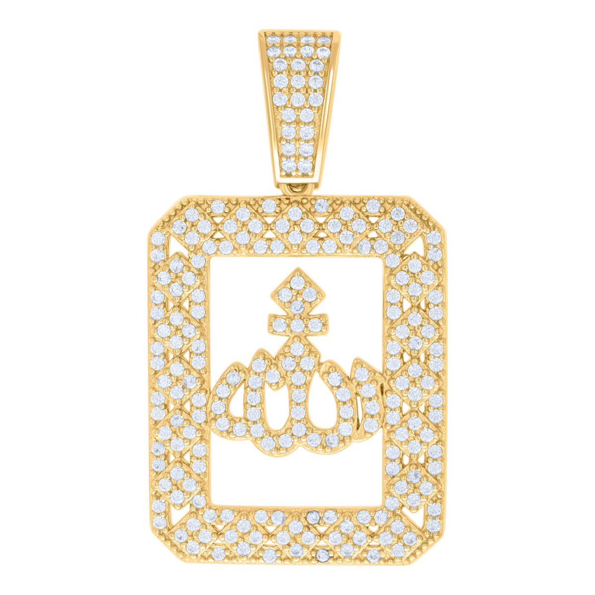 925 Sterling Silver Yellow-tone Mens 1.36ct Moissanite ALLAH Symbol Religious Charm Pendant