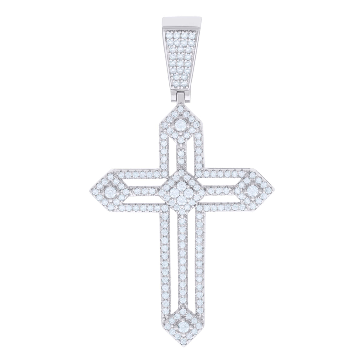 925 Sterling Silver Mens 1.51ct Moissanite Cross Religious Charm Pendant