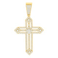 925 Sterling Silver Yellow-tone Mens 1.51ct Moissanite Cross Religious Charm Pendant
