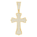925 Sterling Silver Yellow-tone Mens 1.31ct Moissanite Cross Religious Charm Pendant