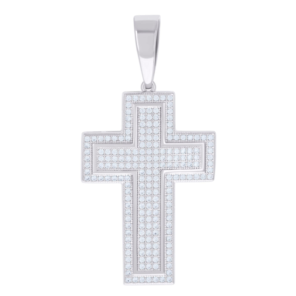 925 Sterling Silver Mens 1.04ct Moissanite Cross Religious Charm Pendant