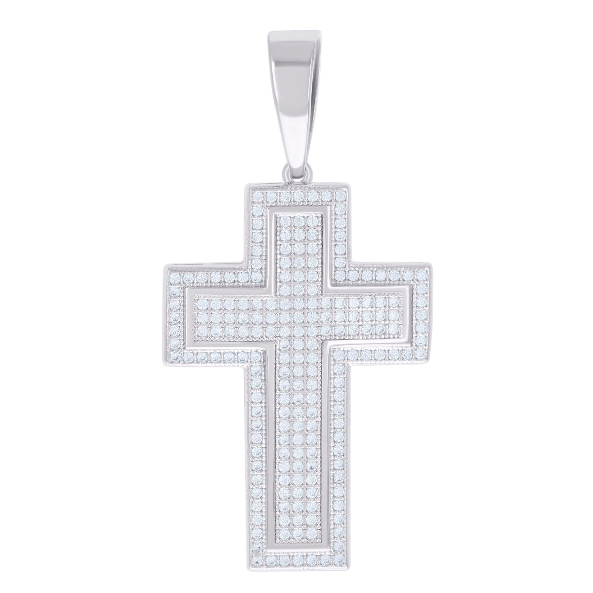 925 Sterling Silver Mens 1.04ct Moissanite Cross Religious Charm Pendant