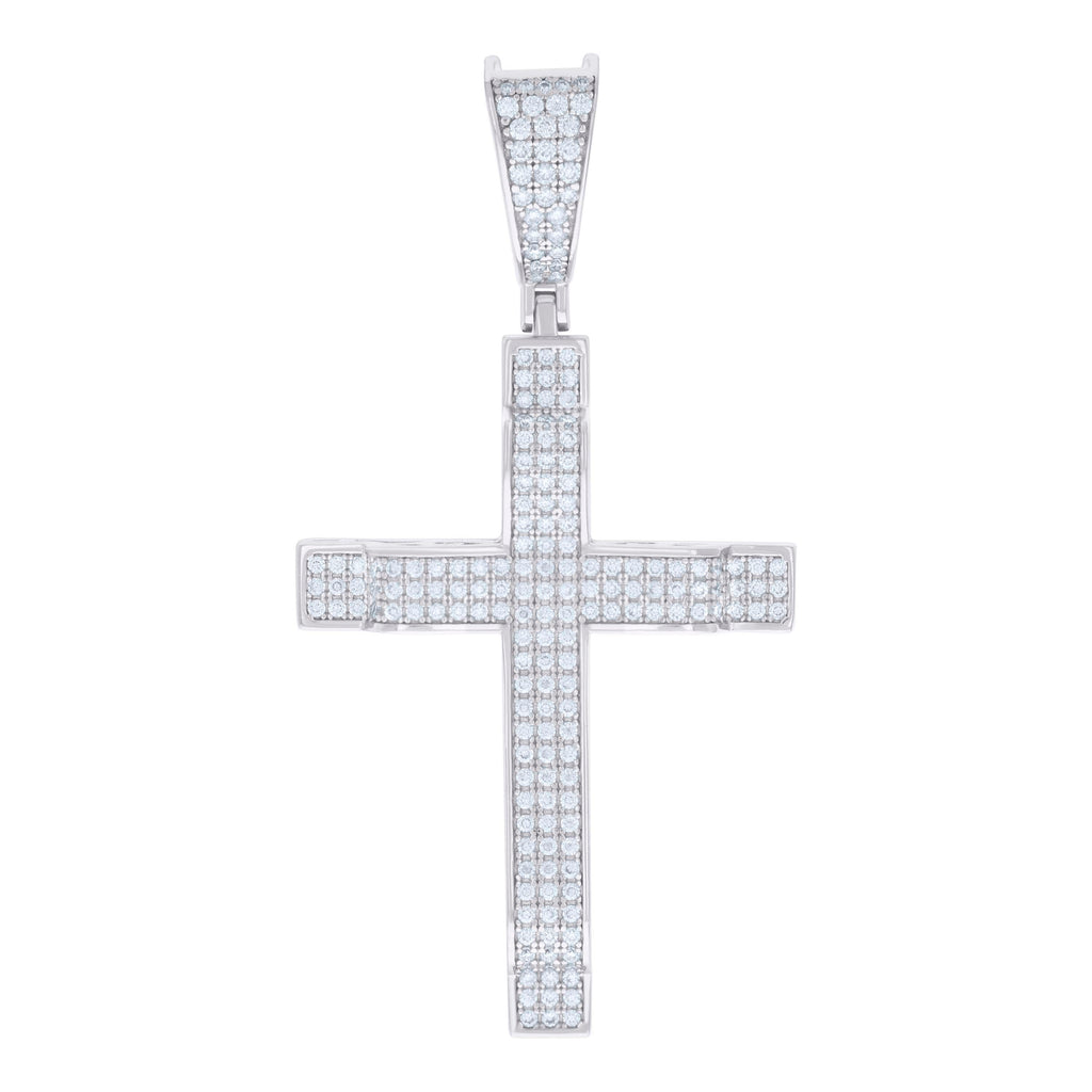 925 Sterling Silver Mens 1.03ct Moissanite Cross Religious Charm Pendant