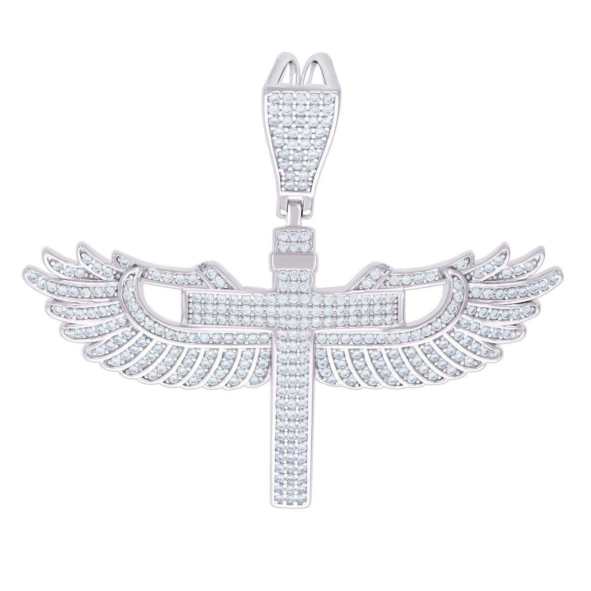 925 Sterling Silver Mens 1.74ct Moissanite Flying Cross Religious Charm Pendant