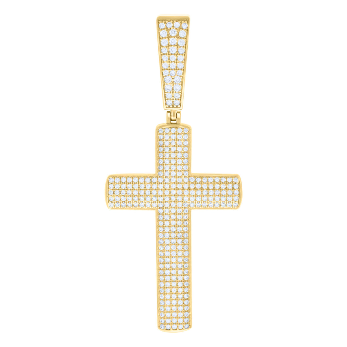 925 Sterling Silver Yellow-tone Mens 1.26ct Moissanite Cross Religious Charm Pendant