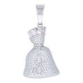 925 Sterling Silver Mens 1.68ct Moissanite Money Bag Currency Fashion Charm Pendant