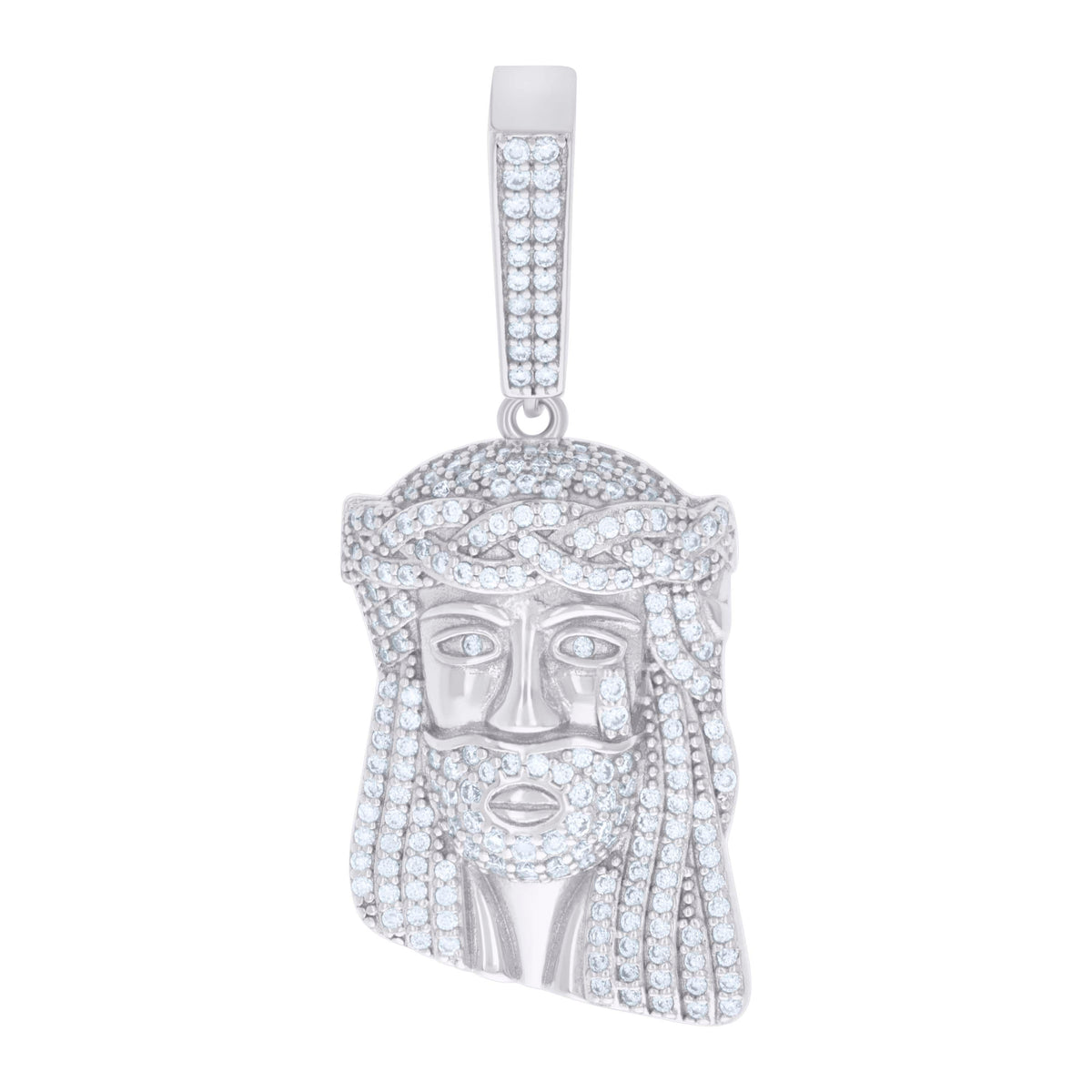 925 Sterling Silver Mens 0.99ct Moissanite Jesus Religious Charm Pendant