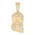 925 Sterling Silver Yellow-tone Mens 0.77ct Moissanite Jesus Religious Charm Pendant