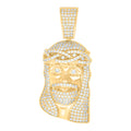 925 Sterling Silver Yellow-tone Mens 1.52ct Moissanite Jesus Religious Charm Pendant