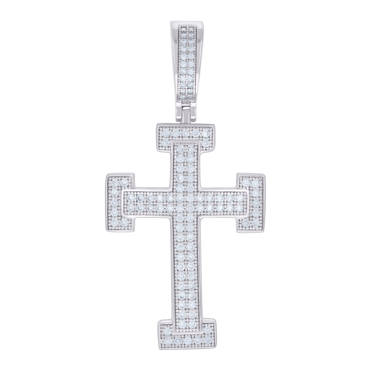 925 Sterling Silver Men 0.81ct Moissanite Cross Religious Charm Pendant