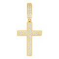 925 Sterling Silver Yellow-tone Mens 0.60ct Moissanite Cross Religious Charm Pendant