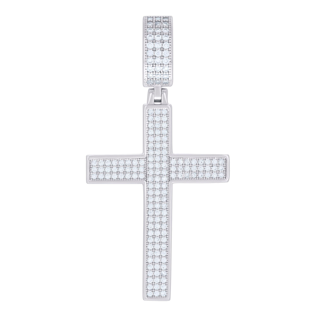 925 Sterling Silver Mens 0.74ct Moissanite Cross Religious Charm Pendant