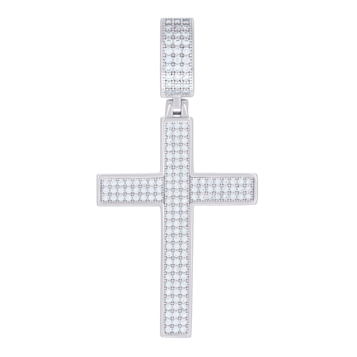 925 Sterling Silver Mens 0.74ct Moissanite Cross Religious Charm Pendant