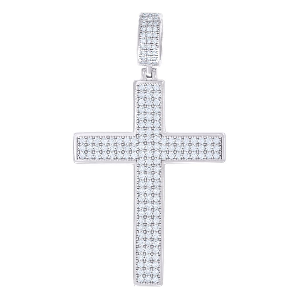 925 Sterling Silver Mens 1.81ct Moissanite Cross Religious Charm Pendant