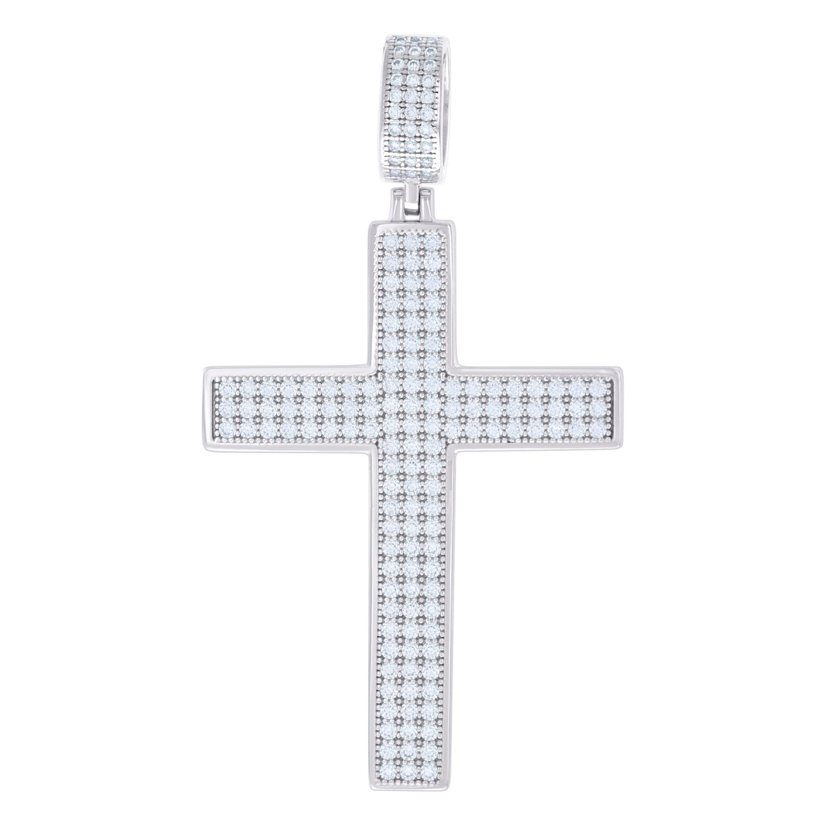 925 Sterling Silver Mens 1.81ct Moissanite Cross Religious Charm Pendant