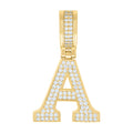 925 Sterling Silver Yellow-tone Unisex 0.58ct Moissanite Initial Alphabet A Charm Pendant