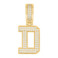 925 Sterling Silver Yellow-tone Unisex 0.58ct Moissanite Initial Alphabet D Charm Pendant