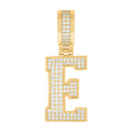 925 Sterling Silver Yellow-tone Unisex 0.55ct Moissanite Initial Alphabet E Charm Pendant