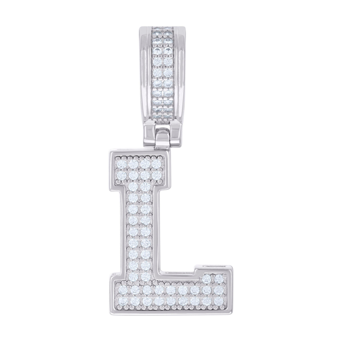 925 Sterling Silver Unisex 0.41ct Moissanite Initial Alphabet L Charm Pendant