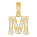 925 Sterling Silver Yellow-tone Unisex 0.78ct Moissanite Initial Alphabet M Charm Pendant